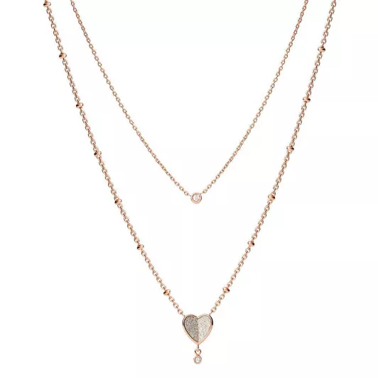 Fossil Jewellery® 'Flutter Hearts' Women's Stainless Steel Necklace - Rosegold JF03648791