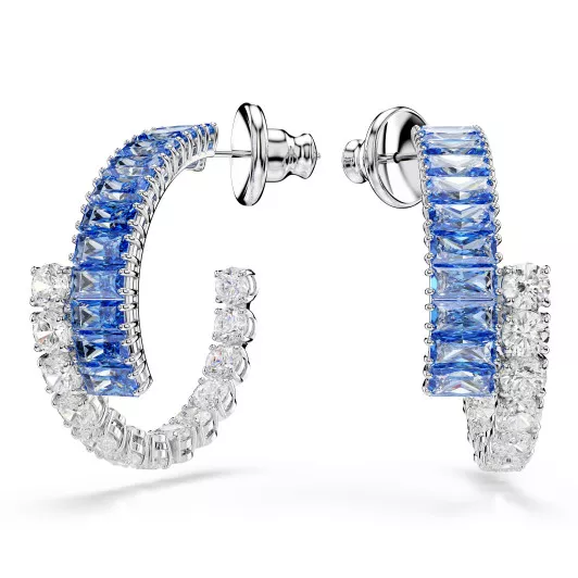 Swarovski® 'Matrix' Women's Base Metal Hoop Earrings - Silver 5722459