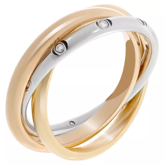 Orphelia® Women's Three-Tone 14C Ring - Gold/Silver/Rose RD-3086
