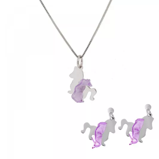 Orphelia® 'Celinia' Enfant Argent Set: Collier-Pendentif + Boucles d'oreilles - Argent SET-7134