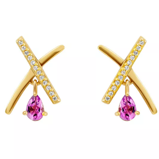 Orphelia® 'Charlotte' Dames Zilver 925 925 Oorhangers - Goudkleurig ZO-7580/A