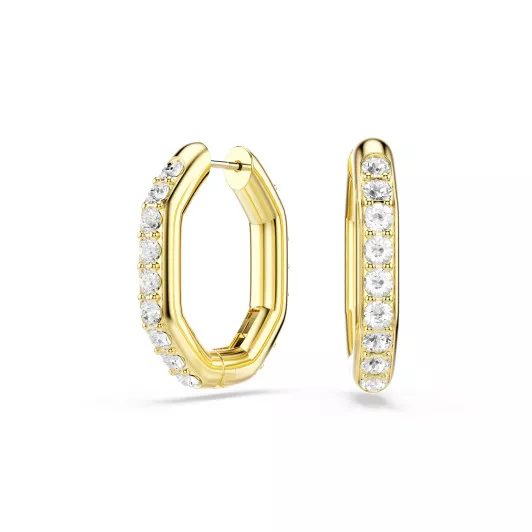 Swarovski® 'Dextera Octagon' Women's Gold Plated Metal Hoop Earrings - Gold 5724584
