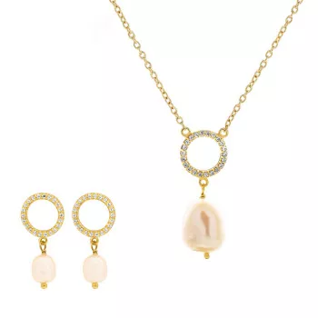Orphelia® 'Spa' Dames Zilver 925 925 Set: Ketting + Oorbellen - Goudkleurig SET-7575/G