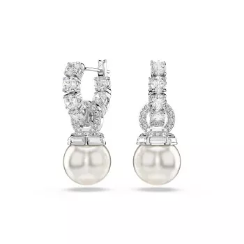 Swarovski® 'Matrix Pearl' Women's Base Metal Drop Earrings - Silver 5691716