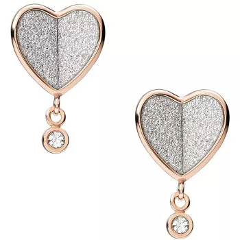 Fossil Jewellery® 'Flutter Hearts' Women's Stainless Steel Stud Earrings - Rosegold JF03646791