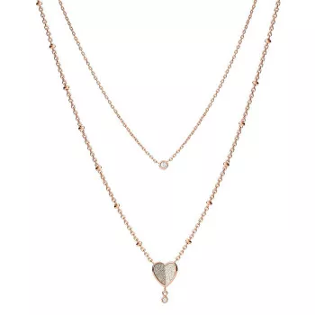 Fossil Jewellery® 'Flutter Hearts' Femmes Acier inoxydable Collier - Or rose JF03648791