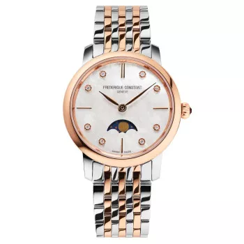 Frederique Constant® Analogique 'Slimline Moonphase' Femmes Montre FC-206MPWD1S2B