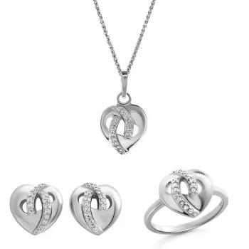 Orphelia® 'Amore' Femmes Argent Set: Necklace + Earrings + Ring - Argent SET-7577