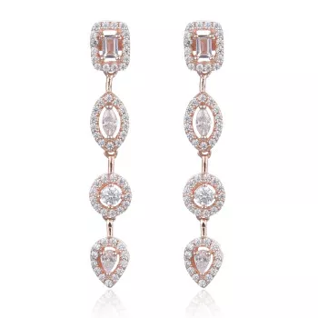 Gena.paris® 'Gabriella' Women's Sterling Silver Drop Earrings - Rose GBO1503-R