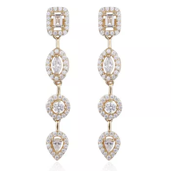 Gena.paris® 'Gabriella' Women's Sterling Silver Drop Earrings - Gold GBO1503-Y