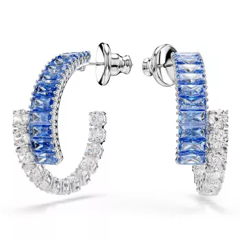 Swarovski® 'Matrix' Women's Base Metal Hoop Earrings - Silver 5722459