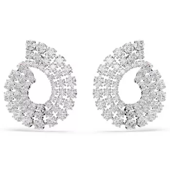 Swarovski® 'Matrix Tennis' Women's Base Metal Hoop Earrings - Silver 5705834