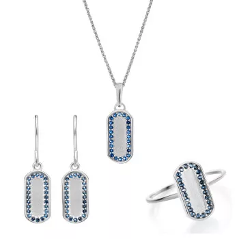 Orphelia® 'Malaga' Femmes Argent Set: Necklace + Earrings + Ring - Argent SET-7573