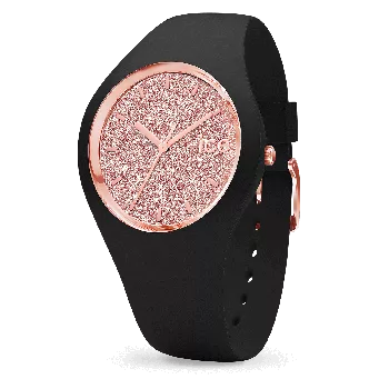 Ice Watch® Analogue 'Ice Glitter - Black Rose-gold' Women's Watch (Small) 001346
