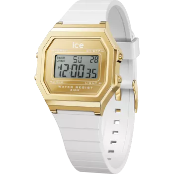Ice Watch® Digital 'Ice Digit Retro - Metal Gold Mirror - White' Women's Watch (Small) 022733