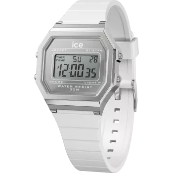 Ice Watch® Digital 'Ice Digit Retro - Metal Silver Mirror - White' Women's Watch (Small) 022734