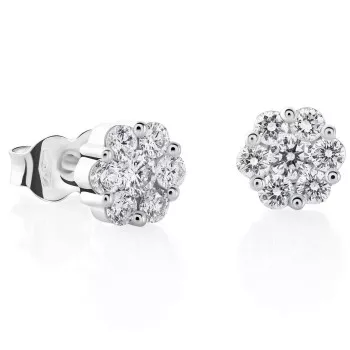 Orphelia® 'Norvina' Women's Whitegold 18C Stud Earrings - Silver OD-5328