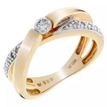 Orphelia® Dames Geelgoud 18K Ring (sieraad) - Goudkleurig RD-33091