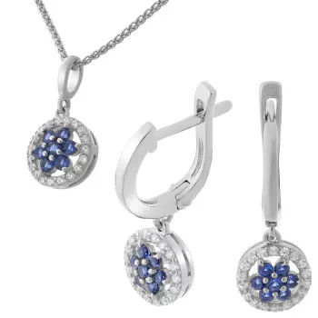 Orphelia® 'Erina' Damen Sterling Silber Set: Halskette-Anhanger + Ohrringe - Silber SET-7047