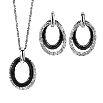 Orphelia® 'Alvia' Damen Sterling Silber Set: Halskette-Anhanger + Ohrringe - Silber SET-7067
