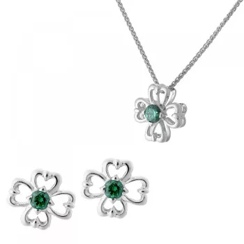 Orphelia® 'Saffina' Dames Zilver 925 925 Set: Ketting-Hanger + Oorbellen - Zilverkleurig SET-7081