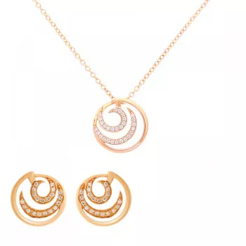 Orphelia® 'Elaine' Dames Zilver 925 925 Set: Ketting-Hanger + Oorbellen - Rosékleurig SET-7084/1