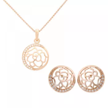 Orphelia® 'Blair' Dames Zilver 925 925 Set: Ketting-Hanger + Oorbellen - Rosékleurig SET-7089/1