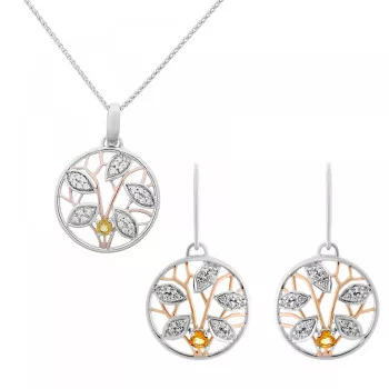 Orphelia® 'Oceane' Dames Zilver 925 925 Set: Ketting-Hanger + Oorbellen - Zilverkleurig SET-7090/1