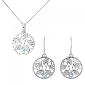 Orphelia® 'Oceane' Dames Zilver 925 925 Set: Ketting-Hanger + Oorbellen - Zilverkleurig SET-7090