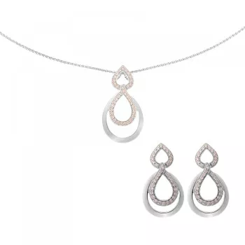 Orphelia® 'Amber' Dames Zilver 925 925 Set: Ketting-Hanger + Oorbellen - Zilverkleurig SET-7092