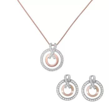 Orphelia® 'Azalea' Dames Zilver 925 925 Set: Ketting-Hanger + Oorbellen - Zilver/Rosé SET-7095/1