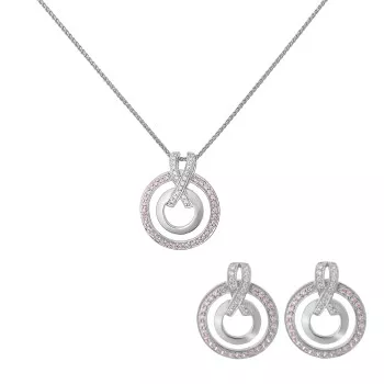 Orphelia® 'Azalea' Dames Zilver 925 925 Set: Ketting-Hanger + Oorbellen - Zilverkleurig SET-7095