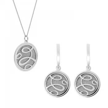 Orphelia® 'Serena' Damen Sterling Silber Set: Halskette-Anhanger + Ohrringe - Silber SET-7096