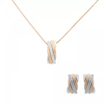 Orphelia® 'Joline' Dames Zilver 925 925 Set: Ketting-Hanger + Oorbellen - Zilver/Rosé SET-7118