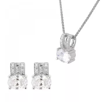 Orphelia® 'Alena' Dames Zilver 925 925 Set: Ketting-Hanger + Oorbellen - Zilverkleurig SET-7122