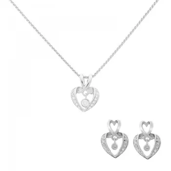 Orphelia® 'Loreta' Dames Zilver 925 925 Set: Ketting-Hanger + Oorbellen - Zilverkleurig SET-7126