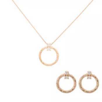 Orphelia® 'Novalie' Dames Zilver 925 925 Set: Ketting-Hanger + Oorbellen - Rosékleurig SET-7129/RG