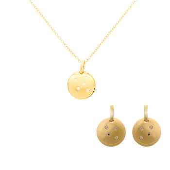 Orphelia® 'Linn' Women's Sterling Silver Set: Chain-Pendant + Earrings - Gold SET-7130/G