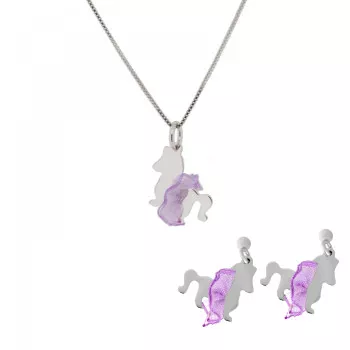 Orphelia® 'Celinia' Kind Zilver 925 925 Set: Ketting-Hanger + Oorbellen - Zilverkleurig SET-7134