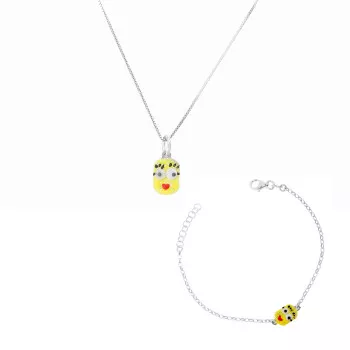 Orphelia® 'Minion' Enfant Argent Set: Chaîne-Pendentif + Bracelet - Argent SET-7135/2