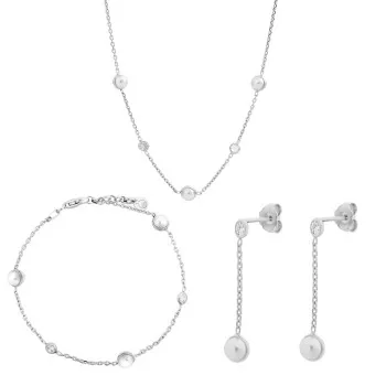 Orphelia® 'Emilia' Femmes Argent Set: Collier + Bracelet + Boucles d'oreilles - Argent SET-7380