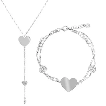 Orphelia® 'Heart' Dames Zilver 925 925 Set: Ketting + Armband - Zilverkleurig SET-7384