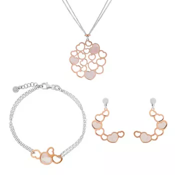 Orphelia® 'Maliya' Damen Sterling Silber Set: Halskette + Armband + Ohrringe - Silber/Rosa SET-7388