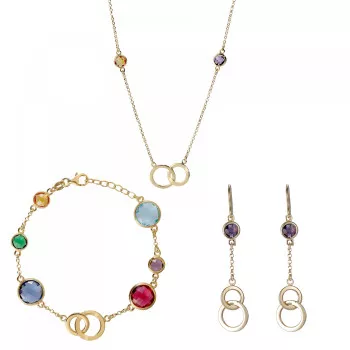 Orphelia® 'Eloise' Damen Sterling Silber Set: Halskette + Armband + Ohrringe - Gold SET-7409/G