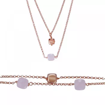 Orphelia® 'Joelle' Dames Zilver 925 925 Set: Armband + Ketting - Rosékleurig SET-7432