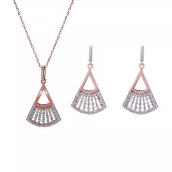 Orphelia® 'Carina' Dames Zilver 925 925 Set: Ketting + Oorbellen - Rosékleurig SET-7436