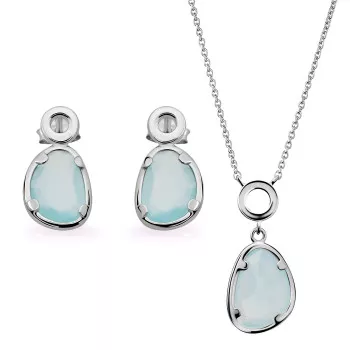 Orphelia® 'Rivera' Femmes Argent Set: Necklace + Earrings - Argent SET-7480/BC