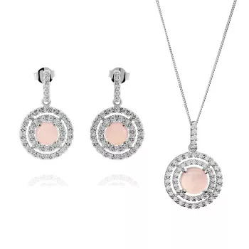 Orphelia® 'Rivera' Women's Sterling Silver Set: Chain-Pendant + Earrings - Silver SET-7481/PC