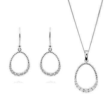 Orphelia® 'Aria' Dames Zilver 925 925 Set: Ketting-Hanger + Oorbellen - Zilverkleurig SET-7494