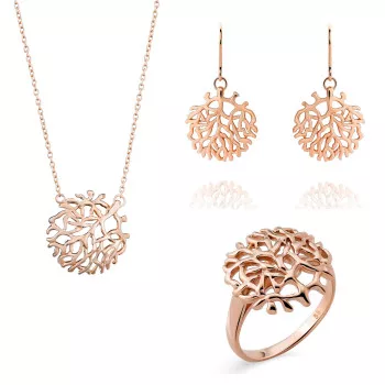 Orphelia® 'Flavie' Dames Zilver 925 925 Set: Ketting + Oorbellen + Ring - Rosékleurig SET-7502/RG